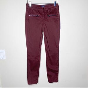 NYDJ Maroon Burgundy Zip Skinny Pants Size 0